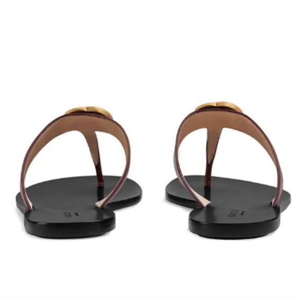 Gucci Leather thong sandal with Double G 37.5 - Picture 4 of 15